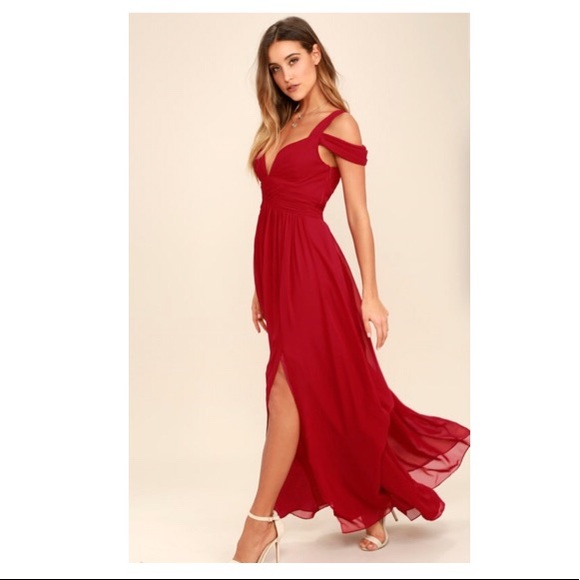 Dresses & Skirts - Lulu's red floor length dress never worn